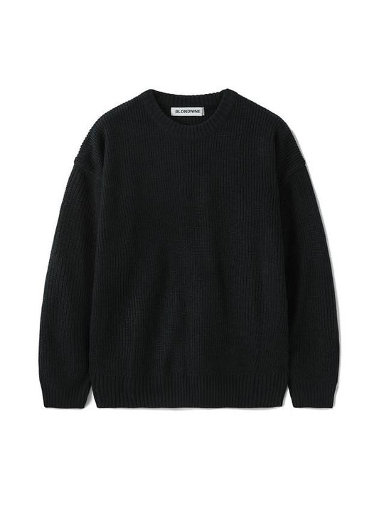 Crew Neck Rib Knit Sweaters Black - BLONDNINE - BALAAN 2