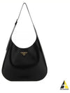 Topstitching Triangle Logo Large Leather Shoulder Bag Black - PRADA - BALAAN 2