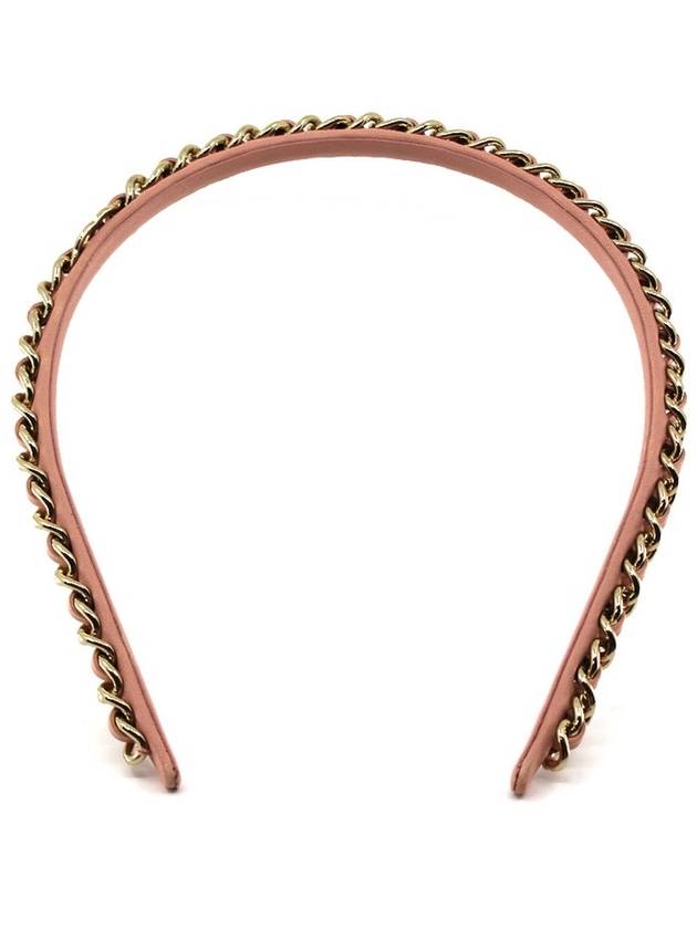 CH Calfskin Leather Twisted Hairband Headband Pink Gold AB8582 CH21AC015PK - CHANEL - BALAAN 1