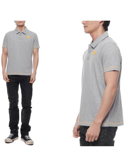 Men's Logo Patch Polo Shirt Grey - MONCLER - BALAAN 2