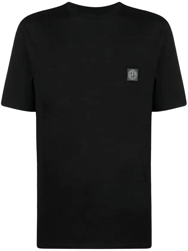 Pisato Effect Logo Patch Short Sleeve T-Shirt Black - STONE ISLAND - BALAAN 2