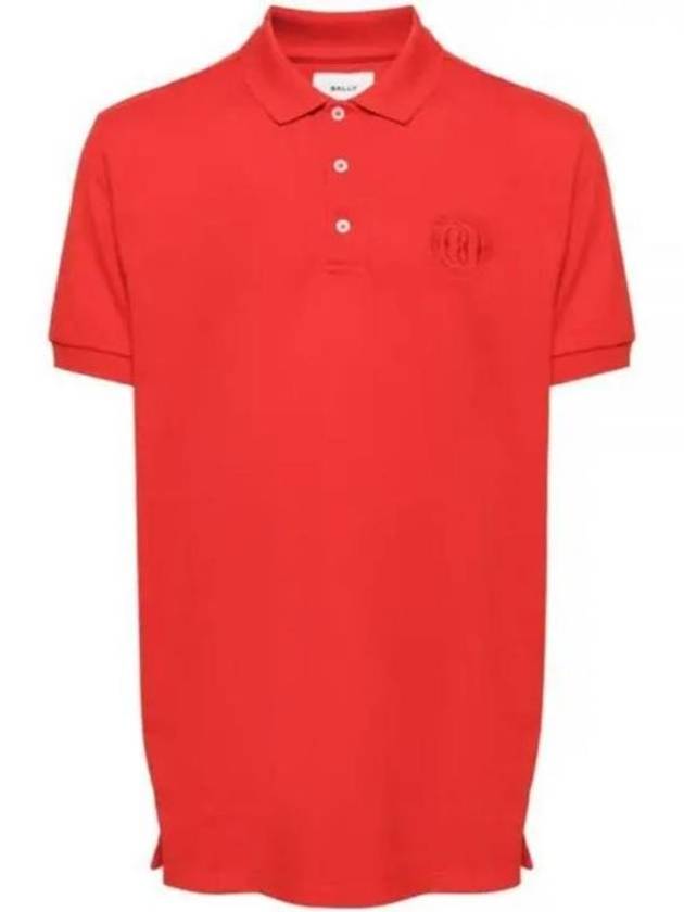 Embroidery Logo Short Sleeve Polo Shirt Red - BALLY - BALAAN 2