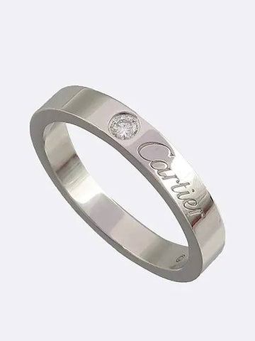 B4051350 PT950 Platinum Gold C de Cartier 1 Point Diamond Wedding Band Ring No 10 - CARTIER - BALAAN 1