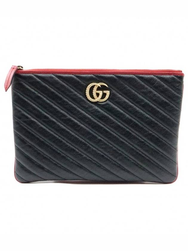 Women s Gucci 573814 Black Matelasse Leather GG Marmont Pouch Clutch gt Gangbuk used luxury goods - GUCCI - BALAAN 1