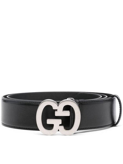 GG Buckle Wide Leather Belt Black - GUCCI - BALAAN 2