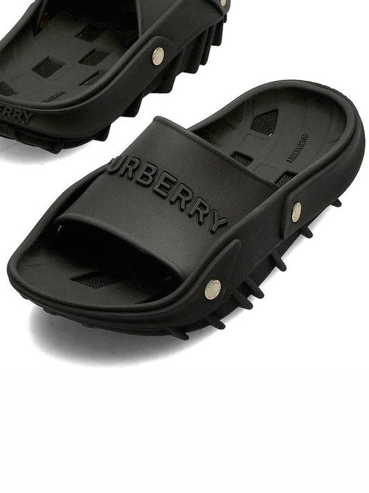 Buckrow Rubber Slide Slippers Black - BURBERRY - BALAAN 2