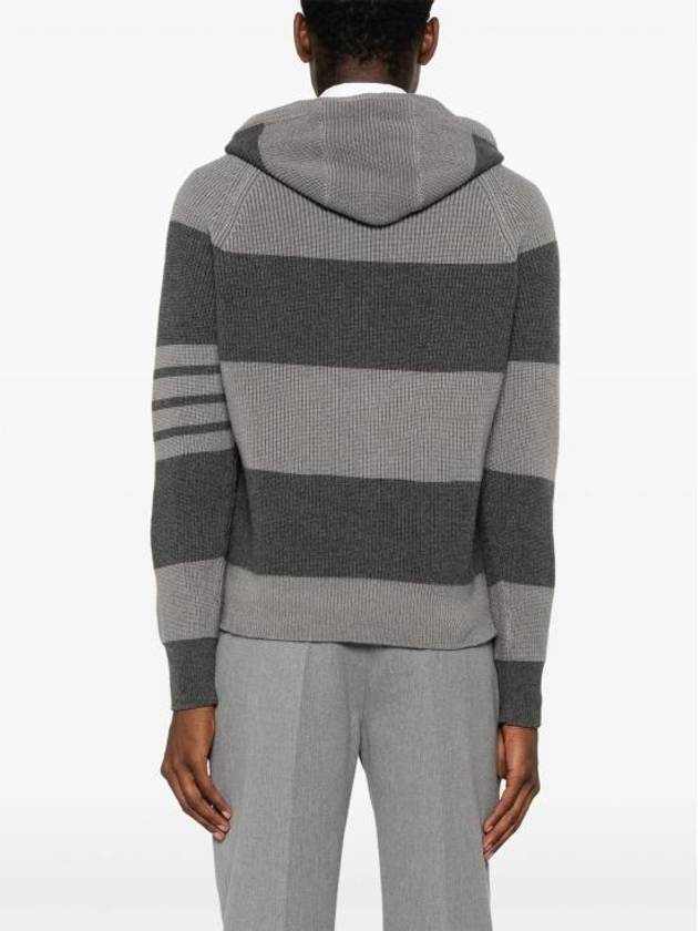 4 Bar Striped Cashmere Hoodie Grey - THOM BROWNE - BALAAN 5