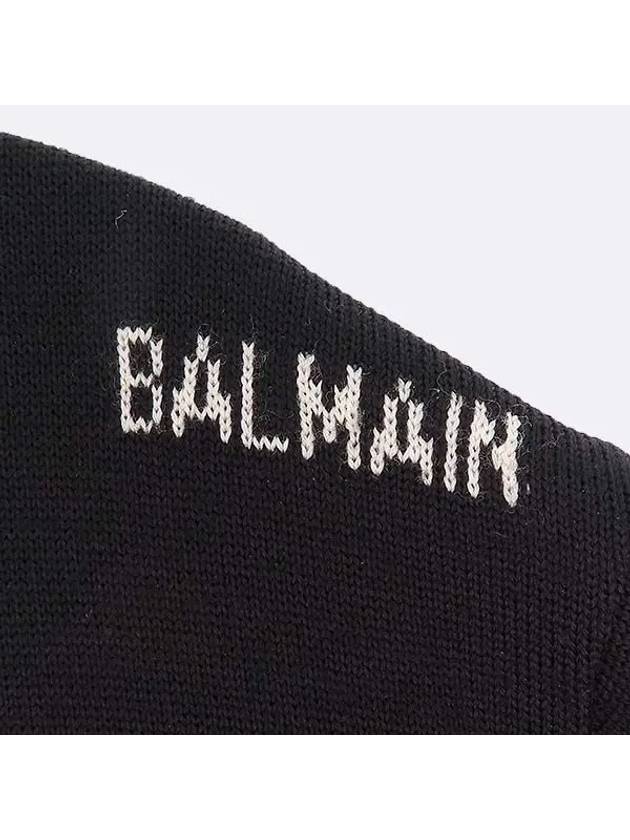 Black color wool 100 side zipper men s round neck knit size M - BALMAIN - BALAAN 4