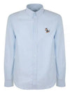 Dressed Fox Patch Relaxed Long Sleeve Shirt Light Blue - MAISON KITSUNE - BALAAN 2