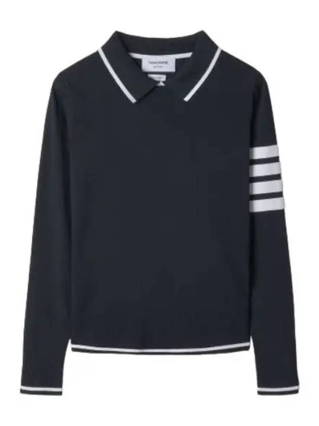 diagonal collar knit navy - THOM BROWNE - BALAAN 1