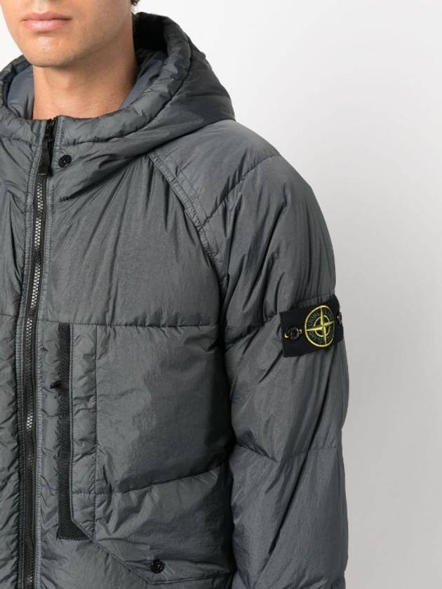 Garment Dyed Crinkle Reps Recycled Nylon Hoodie Padding Grey - STONE ISLAND - BALAAN 6