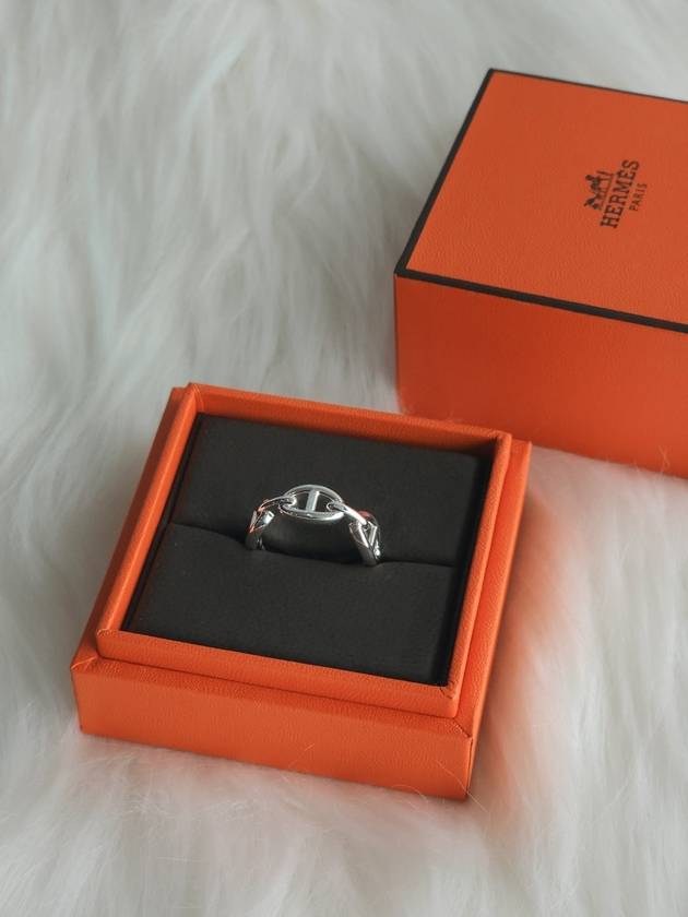 Small Chaine D'Ancre Enchainee Ring Silver - HERMES - BALAAN 3