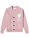 Big heart logo cardigan pale pink - AMI - BALAAN 1