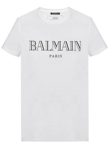 Logo Print Round Neck Short Sleeve T-Shirt White - BALMAIN - BALAAN 1