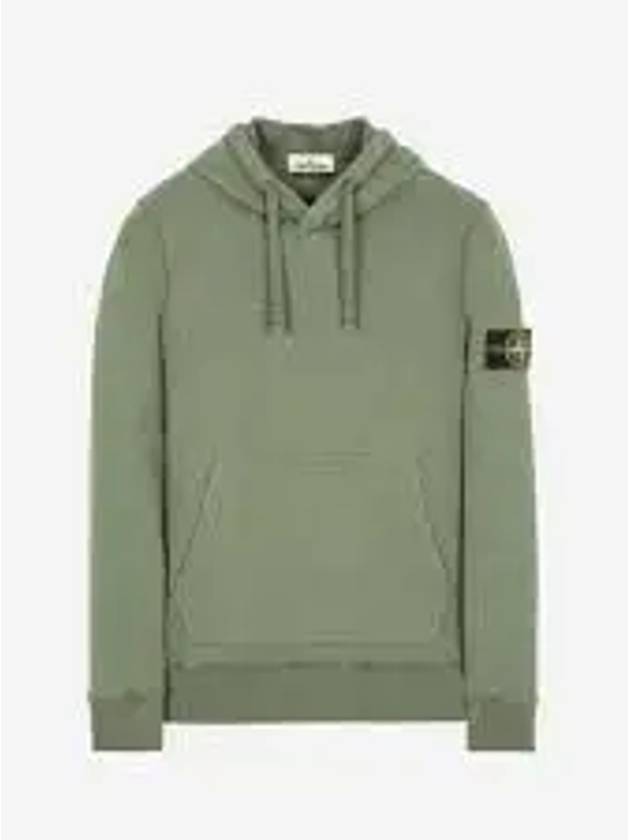 Garment Dyed Cotton Fleece Badge Hoodie Green - STONE ISLAND - BALAAN 2