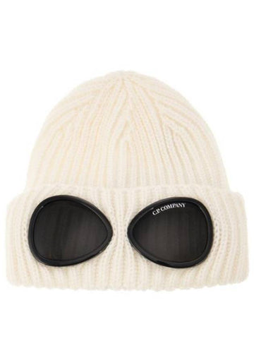 Kids Merino Wool Goggle Beanie White - CP COMPANY - BALAAN 1