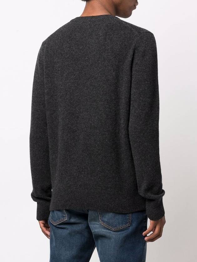 Baby Fox Patch Cosy Round Neck Pullover Wool Knit Top Dark Grey - MAISON KITSUNE - BALAAN 6