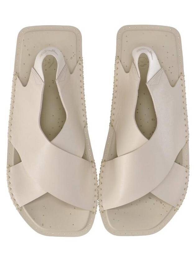 Logo Leather Sandals Cream White - Y-3 - BALAAN 3