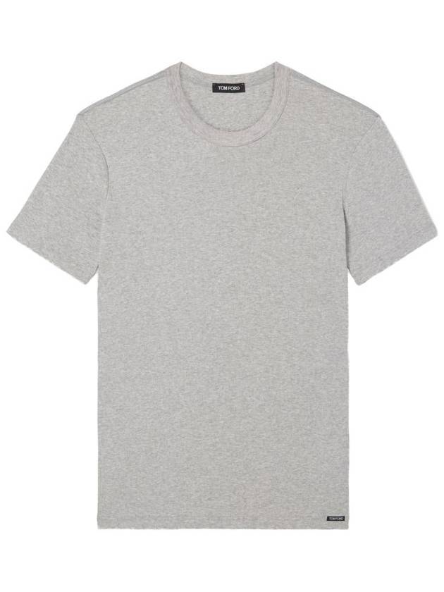 Cotton Crew Neck Short Sleeve T-Shirt Grey - TOM FORD - BALAAN 4