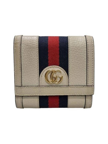 598662 GG Marmont Beige Leather Ophidia Half Wallet - GUCCI - BALAAN 1