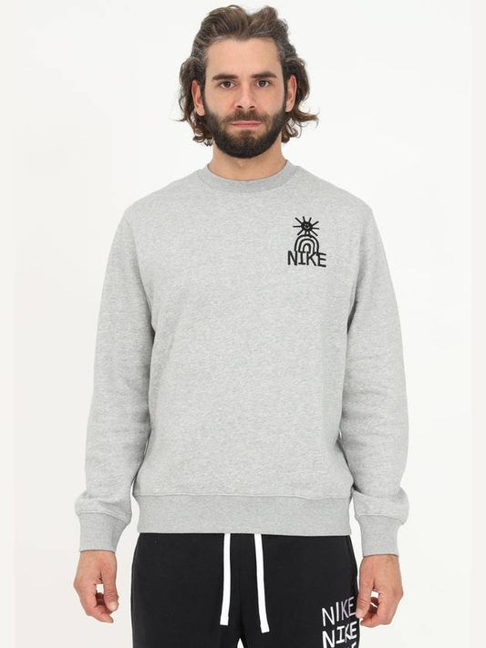 NSW Fleece Crew Sweatshirt Grey - NIKE - BALAAN 2