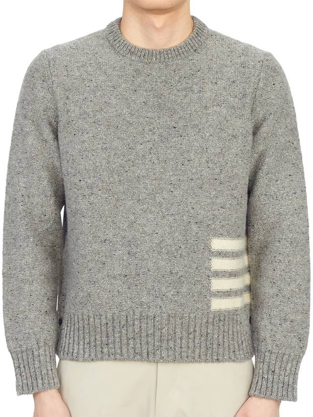 Donegal 4-Bar Striped Crew Neck Wool Knit Top Light Grey - THOM BROWNE - BALAAN 4