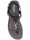 Men's Cassandra Strap Leather Sandals Brown - SAINT LAURENT - BALAAN.