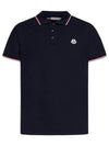 Stripe Trimming Logo Short Sleeve Polo Shirt Navy - MONCLER - BALAAN 2