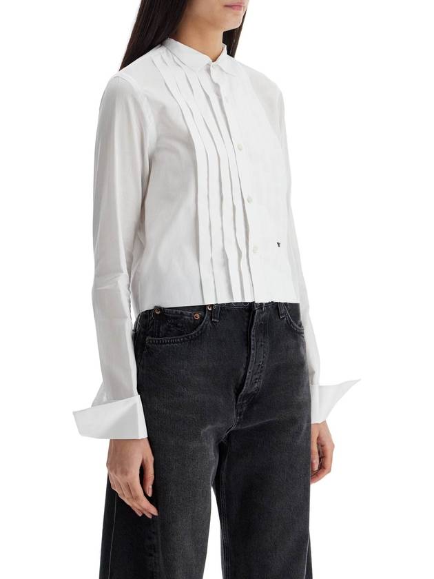 white cropped tuxedo shirt with wide neckline - HOMMEGIRLS - BALAAN 2