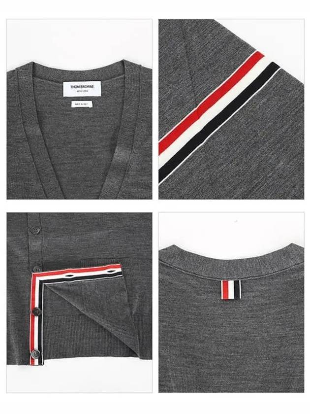 Stripe Armband Merino Wool Cardigan Grey - THOM BROWNE - BALAAN 5