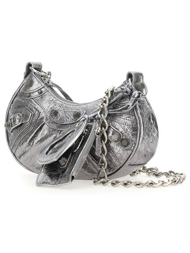 Women's Le Cagole XS Chain Metal Shoulder Bag Silver - BALENCIAGA - BALAAN 3