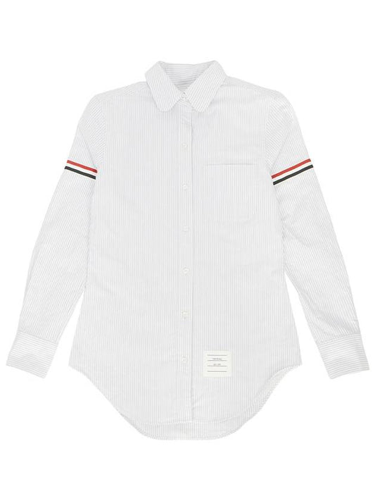 Women's Armband University Striped Oxford Shirt Medium Grey - THOM BROWNE - BALAAN 2