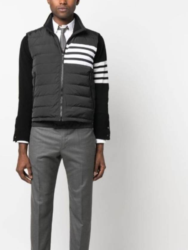 4 Bar Poly Twill Down Vest Charcoal - THOM BROWNE - BALAAN 8