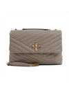 Kira Chevron Convertible Shoulder Bag Grey - TORY BURCH - BALAAN 1