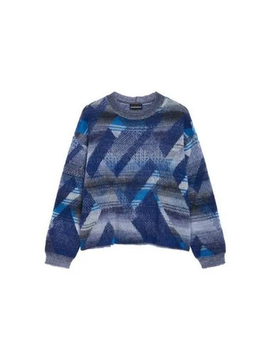 Women s Alpaca Hair Patterned Sweater Blue 270457 - EMPORIO ARMANI - BALAAN 1