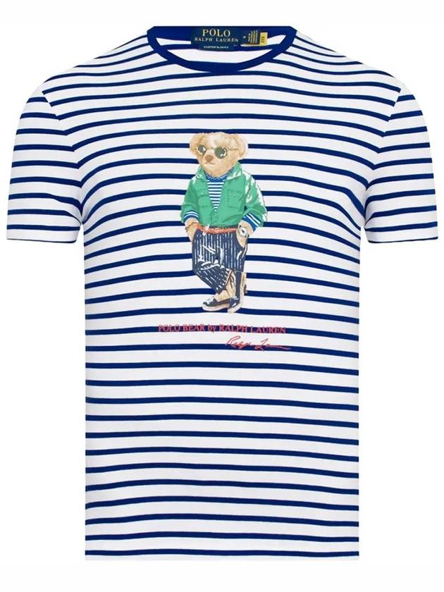 Striped Bear Short Sleeve T-Shirt White Blue - POLO RALPH LAUREN - BALAAN 3