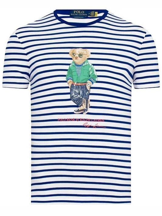 Striped Bear Short Sleeve T-Shirt White Blue - POLO RALPH LAUREN - BALAAN 2