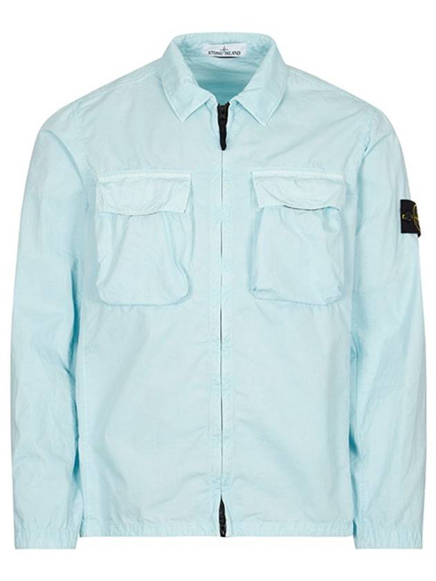 Front Pocket Wappen Patch Overshirt Zip-Up Jacket Sky Blue - STONE ISLAND - BALAAN 2