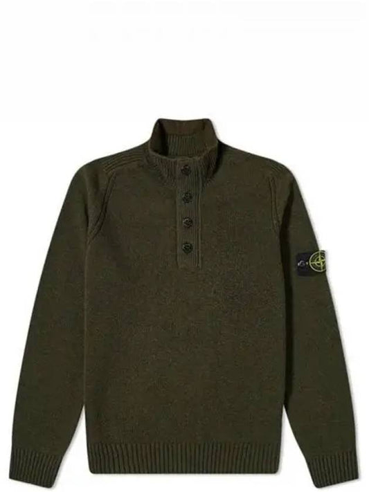 Wappen Wool Blending Half Zip Up Knit Top Olive - STONE ISLAND - BALAAN 2