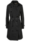 Detachable Hood Teffeta Kensington Trench Coat Black - BURBERRY - BALAAN 3