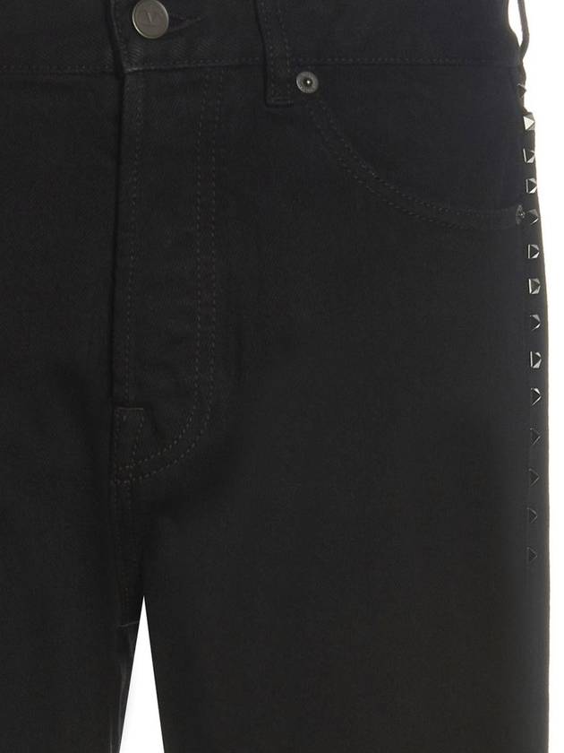 Men's Untitled Studded Denim Jeans Black - VALENTINO - BALAAN 4