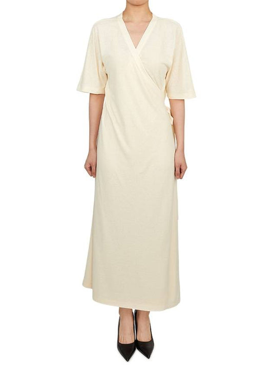 V-Neck Wrap Long Dress Ivory - MAX MARA - BALAAN 2