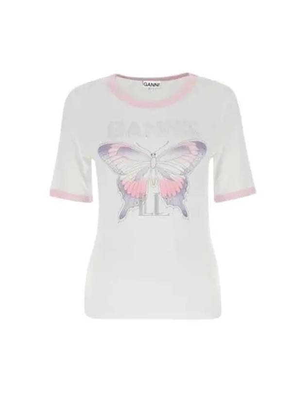 Women's Butterfly Short Sleeve T-Shirt White - GANNI - BALAAN 2