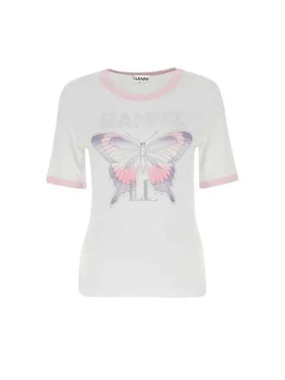 Women's Butterfly Short Sleeve T-Shirt White - GANNI - BALAAN 2