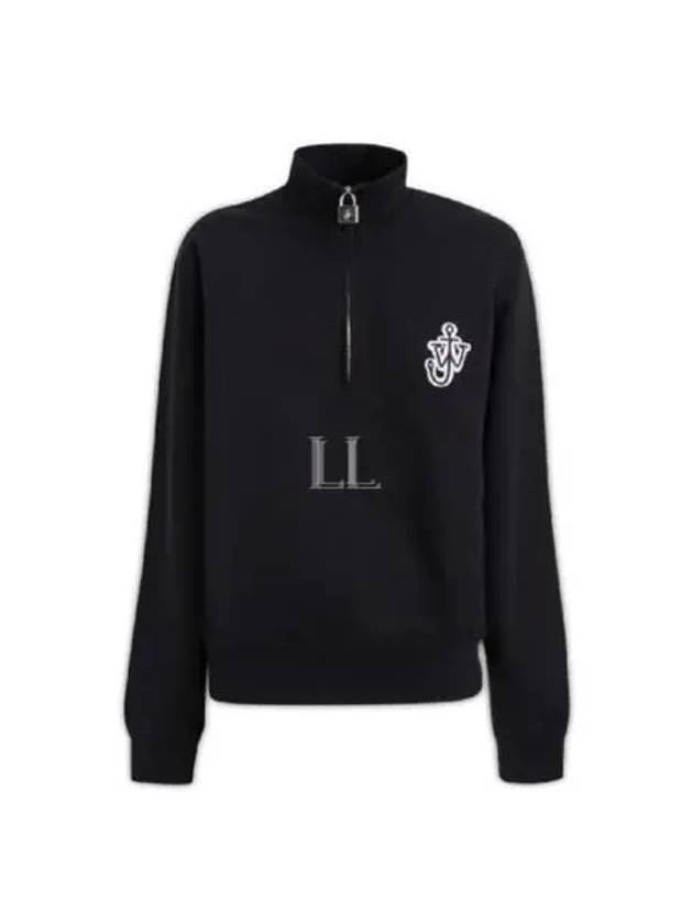 Embroidered Logo Half Zip-Up Sweatshirt Black - JW ANDERSON - BALAAN 2