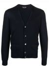 V-Neck Wool Cardigan Navy - TOM FORD - BALAAN 2