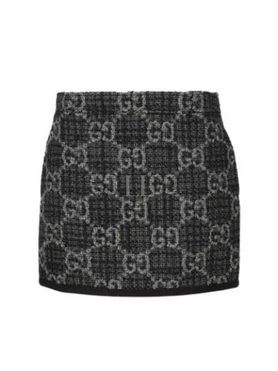 Women's GG Monogram Tweed A-Line Skirt Dark Grey - GUCCI - BALAAN 2