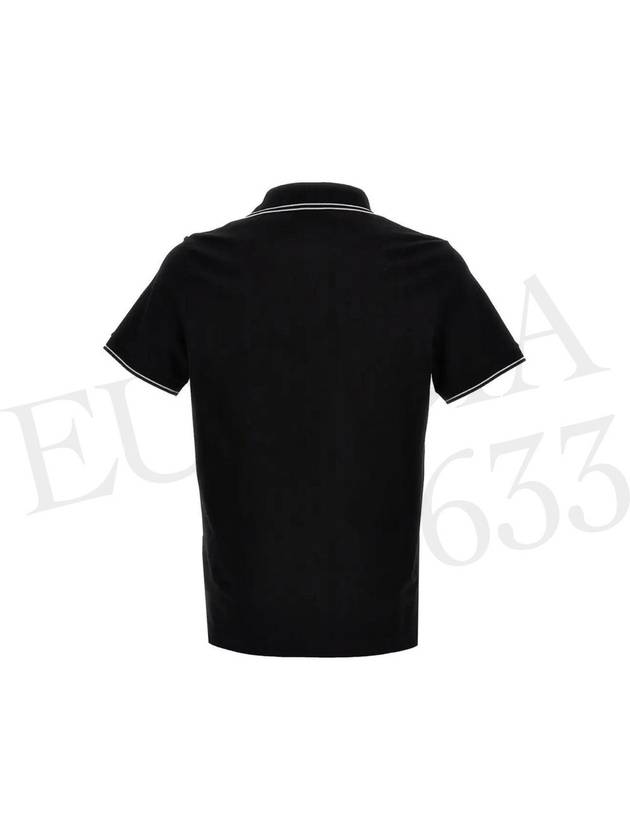 Stretch Cotton Pique Short Sleeve Polo Shirt Black - STONE ISLAND - BALAAN 3