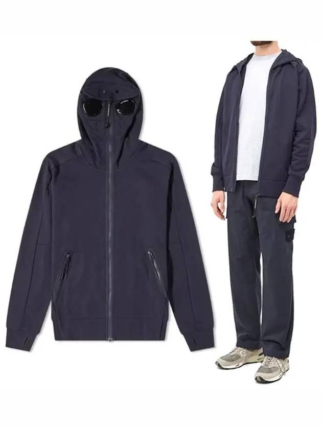 Diagonal Goggle Mask Zip Up Hoodie Navy - CP COMPANY - BALAAN 2