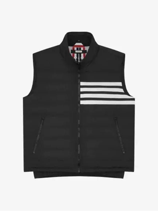 4 Bar Poly Twill Down Vest Charcoal - THOM BROWNE - BALAAN 2